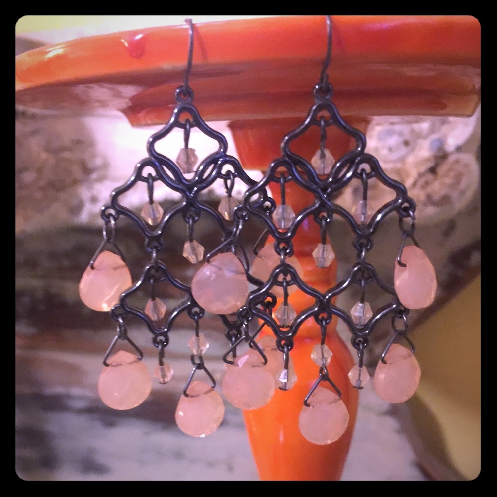 Pretty light pink and silver earrings